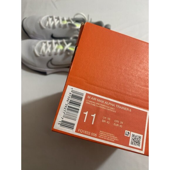 New Mens Size 11 - Nike Air Max Alpha Trainer 6 Light Smoke Grey Volt FQ1833 006